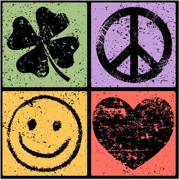 Luck, Peace, Smile, Love Pop Art Design Wall Art by TuncGK