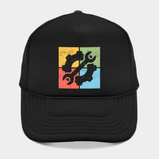 Mechanics Pop Art Design - Retro Tools and Gears Hat
