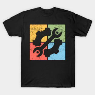 Mechanics Pop Art Design - Retro Tools and Gears T-Shirt