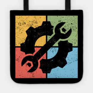 Mechanics Pop Art Design - Retro Tools and Gears Tote