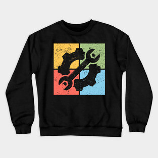 Mechanics Pop Art Design - Retro Tools and Gears Crewneck Sweatshirt