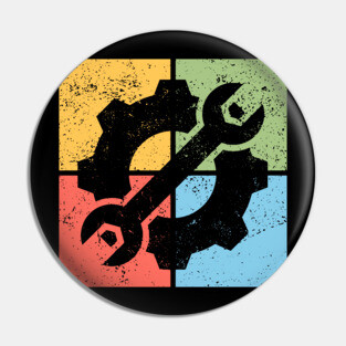 Mechanics Pop Art Design - Retro Tools and Gears Pin
