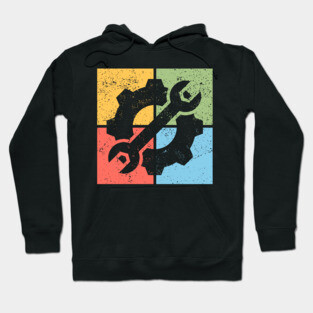 Mechanics Pop Art Design - Retro Tools and Gears Hoodie