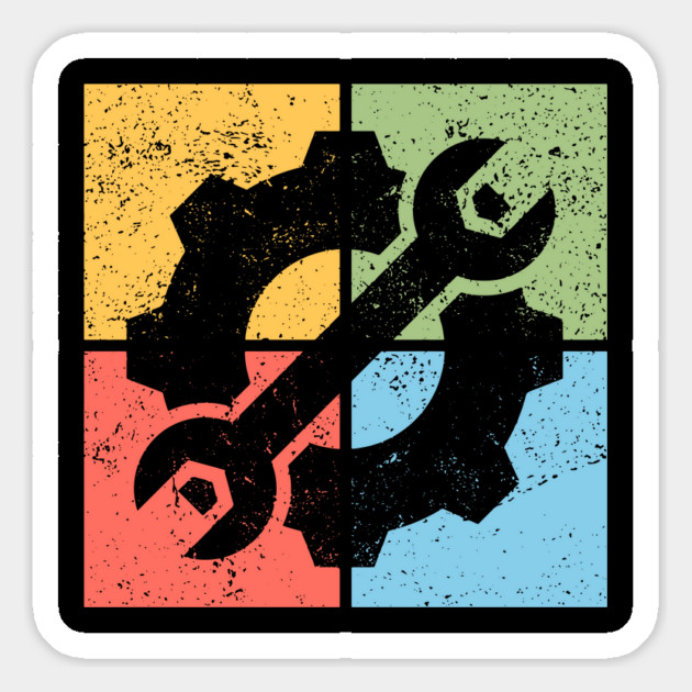 Mechanics Pop Art Design - Retro Tools and Gears Magnet by TuncGK