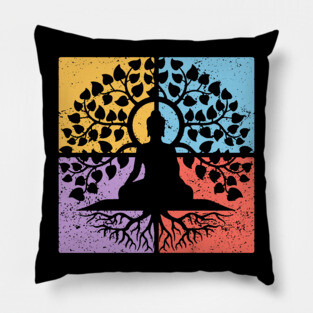 Meditation Tree of Life Pop Art Design - Zen Art Pillow