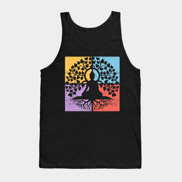 Meditation Tree of Life Pop Art Design - Zen Art Tank Top by TuncGK