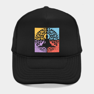 Meditation Tree of Life Pop Art Design - Zen Art Hat