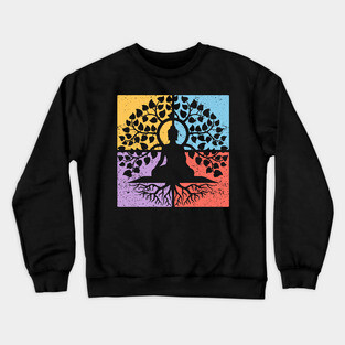 Meditation Tree of Life Pop Art Design - Zen Art Crewneck Sweatshirt