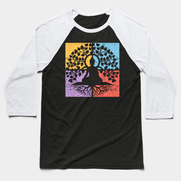 Meditation Tree of Life Pop Art Design - Zen Art Baseball T-Shirt by TuncGK