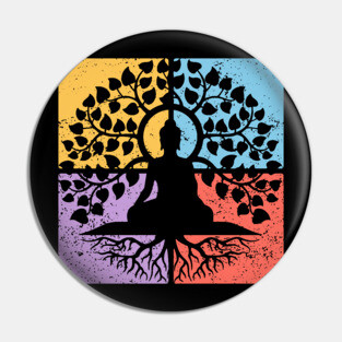Meditation Tree of Life Pop Art Design - Zen Art Pin
