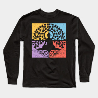 Meditation Tree of Life Pop Art Design - Zen Art Long Sleeve T-Shirt