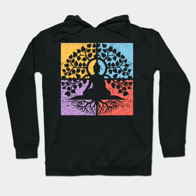 Meditation Tree of Life Pop Art Design - Zen Art Hoodie by TuncGK