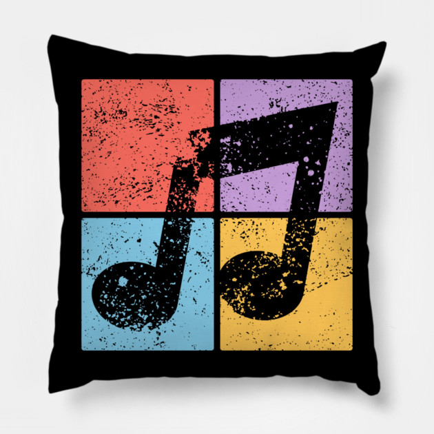 Musical Note Pop Art Design - Retro Music Symbol Pillow by TuncGK