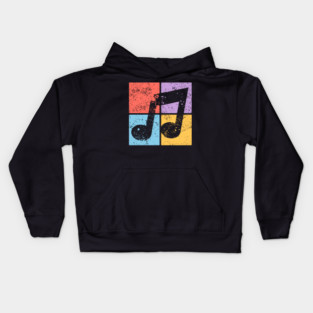 Musical Note Pop Art Design - Retro Music Symbol Kids Hoodie