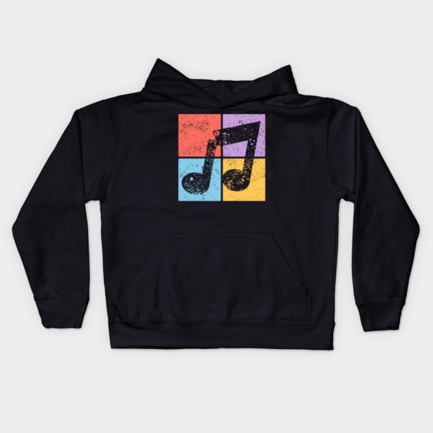 Musical Note Pop Art Design - Retro Music Symbol Kids Hoodie by TuncGK