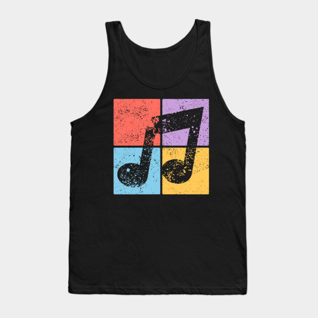 Musical Note Pop Art Design - Retro Music Symbol Tank Top by TuncGK