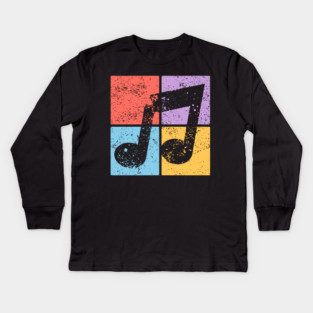 Musical Note Pop Art Design - Retro Music Symbol Kids Long Sleeve T-Shirt