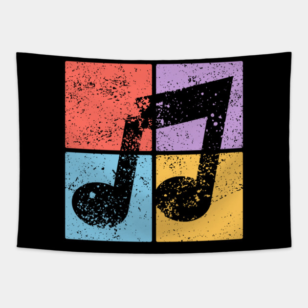 Musical Note Pop Art Design - Retro Music Symbol Tapestry by TuncGK