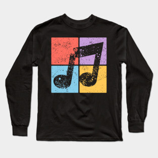 Musical Note Pop Art Design - Retro Music Symbol Long Sleeve T-Shirt