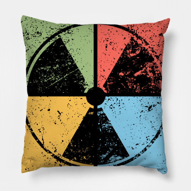 Nuclear Waste Pop Art Design - Retro Hazard Icon Pillow by TuncGK