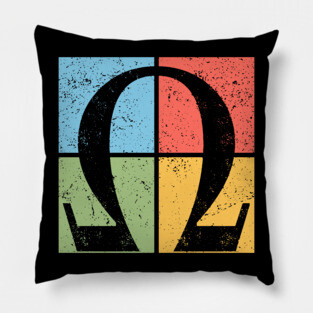 Omega Pop Art Design - Greek Letter Retro Artwork Pillow