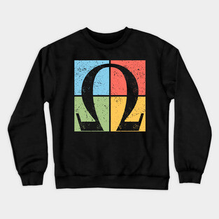 Omega Pop Art Design - Greek Letter Retro Artwork Crewneck Sweatshirt