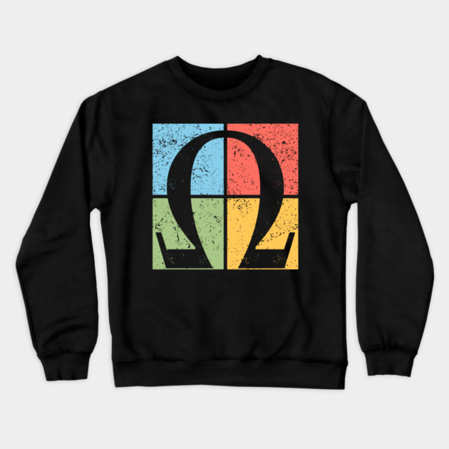 Omega Pop Art Design - Greek Letter Retro Artwork Crewneck Sweatshirt by TuncGK
