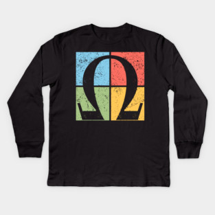 Omega Pop Art Design - Greek Letter Retro Artwork Kids Long Sleeve T-Shirt
