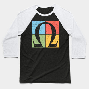 Omega Pop Art Design - Greek Letter Retro Artwork Baseball T-Shirt