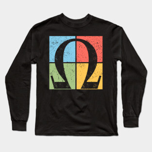 Omega Pop Art Design - Greek Letter Retro Artwork Long Sleeve T-Shirt