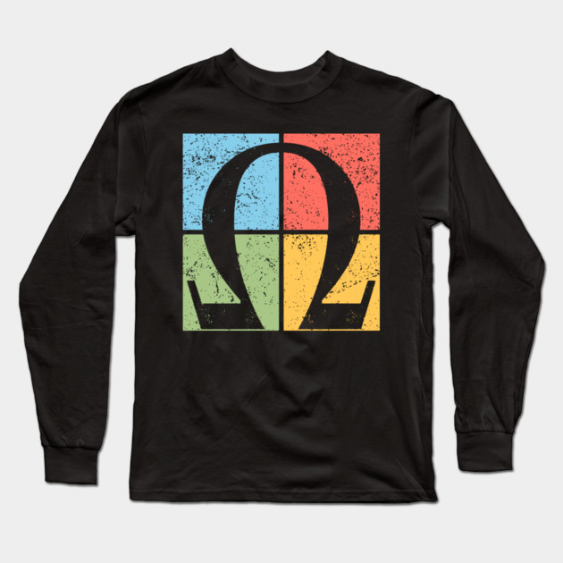 Omega Pop Art Design - Greek Letter Retro Artwork Long Sleeve T-Shirt by TuncGK