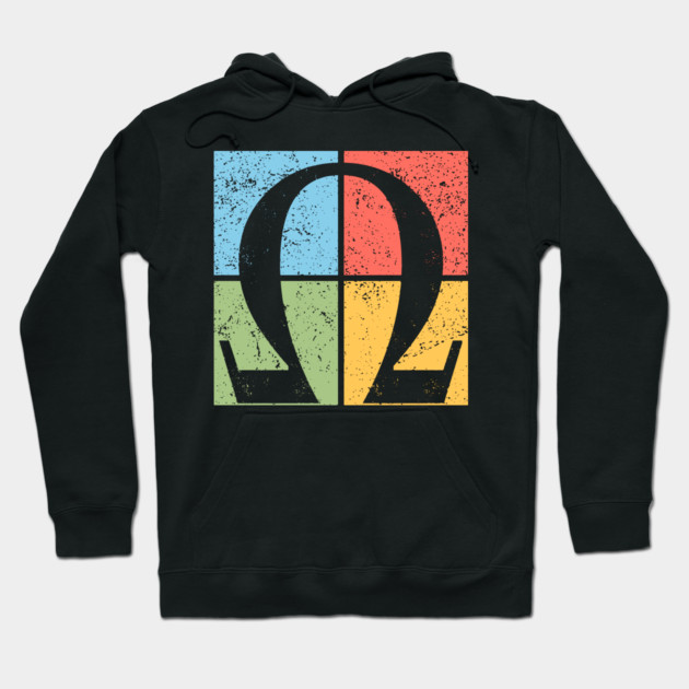 Omega Pop Art Design - Greek Letter Retro Artwork Hoodie by TuncGK