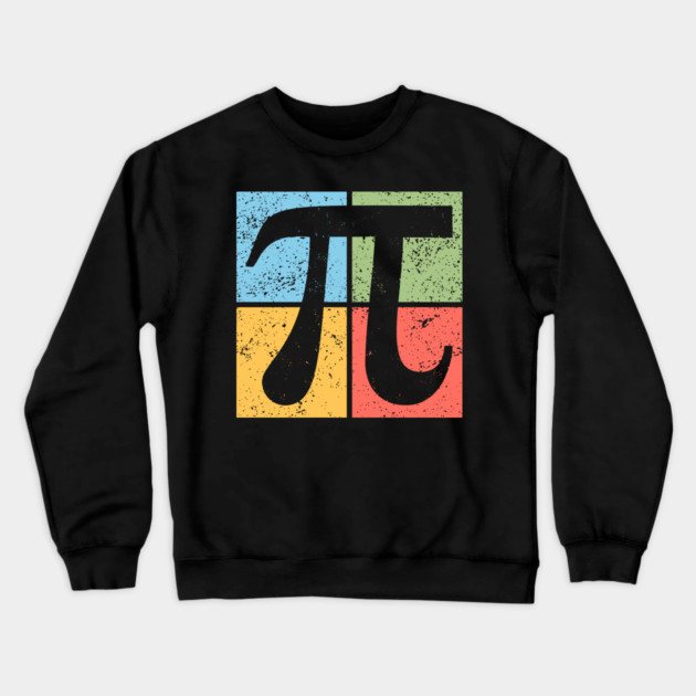 Pi Pop Art Design - Retro Mathematical Symbol Crewneck Sweatshirt by TuncGK
