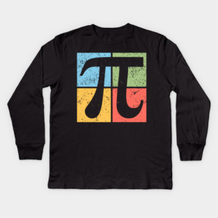 Pi Pop Art Design - Retro Mathematical Symbol Kids Long Sleeve T-Shirt