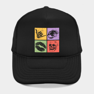 Rock, Eye, Kiss, Skull Pop Art Design - Edgy Art Hat