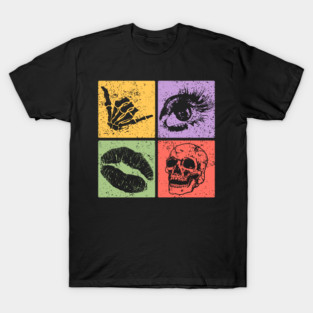 Rock, Eye, Kiss, Skull Pop Art Design - Edgy Art T-Shirt