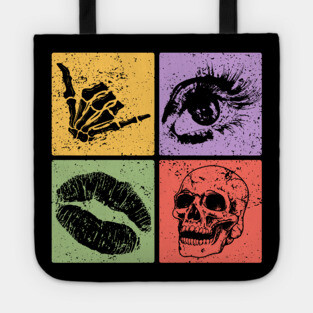 Rock, Eye, Kiss, Skull Pop Art Design - Edgy Art Tote
