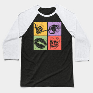 Rock, Eye, Kiss, Skull Pop Art Design - Edgy Art Baseball T-Shirt