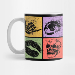 Rock, Eye, Kiss, Skull Pop Art Design - Edgy Art Mug