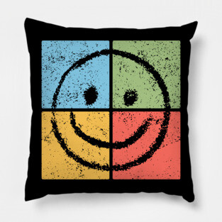 Smiley Pop Art Design - Retro Happy Face Icon Pillow