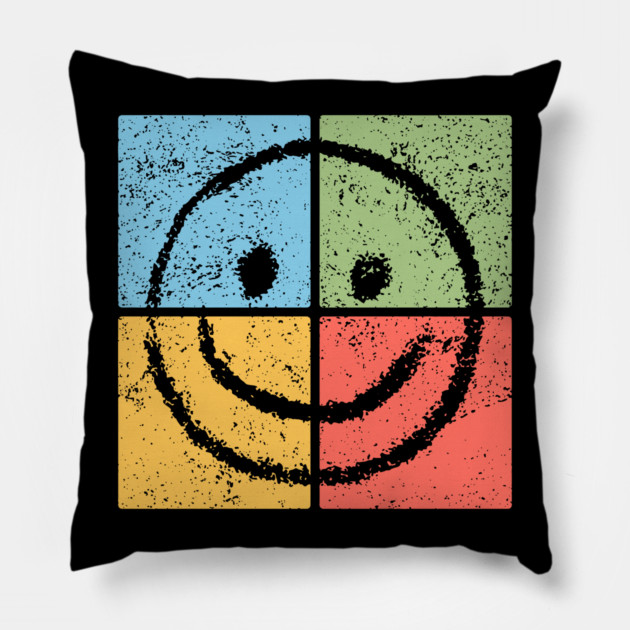 Smiley Pop Art Design - Retro Happy Face Icon Pillow by TuncGK