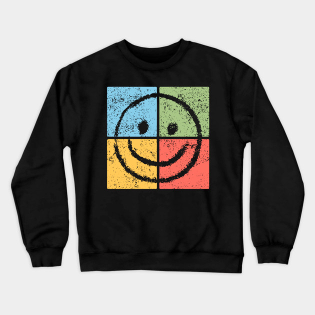 Smiley Pop Art Design - Retro Happy Face Icon Crewneck Sweatshirt by TuncGK