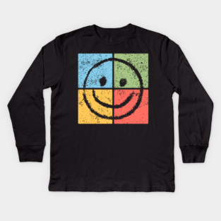 Smiley Pop Art Design - Retro Happy Face Icon Kids Long Sleeve T-Shirt