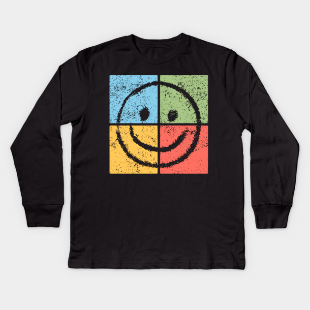 Smiley Pop Art Design - Retro Happy Face Icon Kids Long Sleeve T-Shirt by TuncGK
