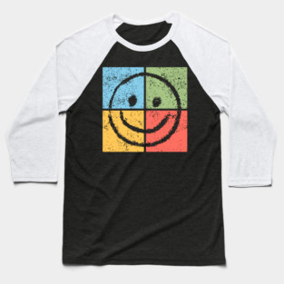 Smiley Pop Art Design - Retro Happy Face Icon Baseball T-Shirt