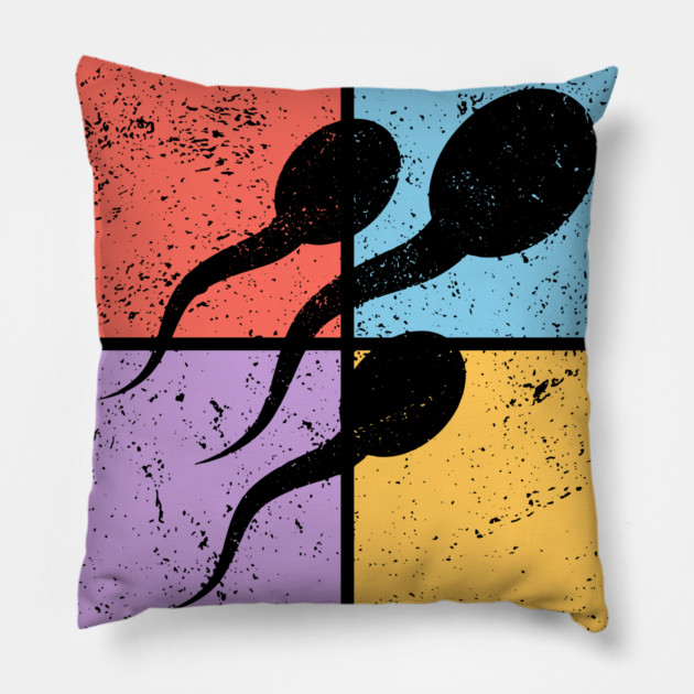 Sperm Race Pop Art Design - Retro Conceptual Art Pillow by TuncGK