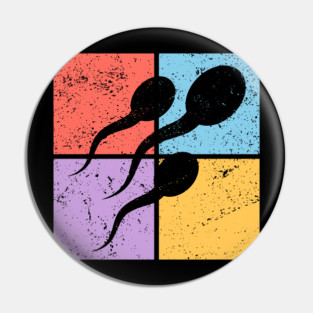 Sperm Race Pop Art Design - Retro Conceptual Art Pin
