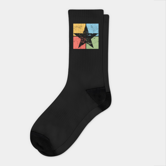 Star Pop Art Design - Retro Celestial Symbol Art Socks by TuncGK