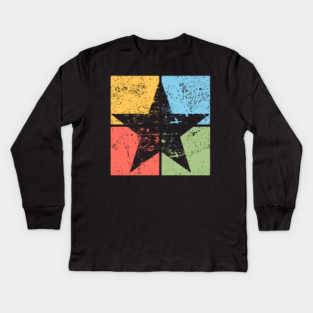 Star Pop Art Design - Retro Celestial Symbol Art Kids Long Sleeve T-Shirt