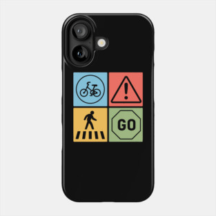 Traffic Signs Pop Art Design - Retro Road Symbol Phone Case